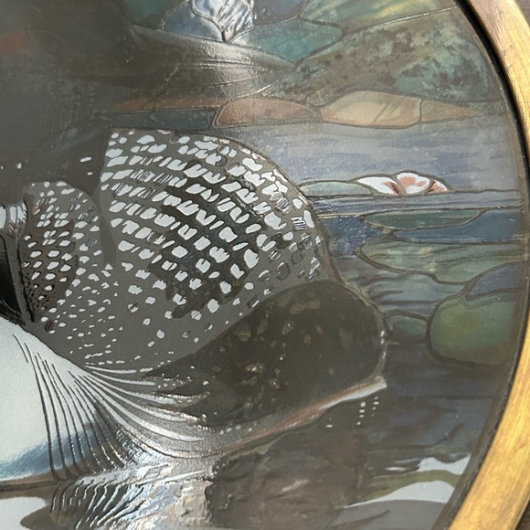 1 Pair Vtg Glassmasters The Loon Stained Glass Light Catcher Wall Hanging Copper - Picture 9 of 16